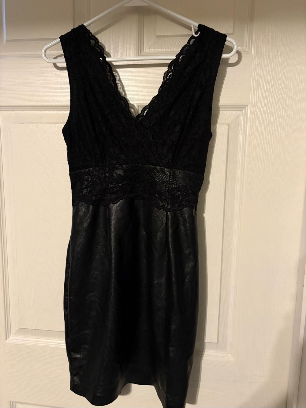 Guess Black Lace and Faux Leather Dress